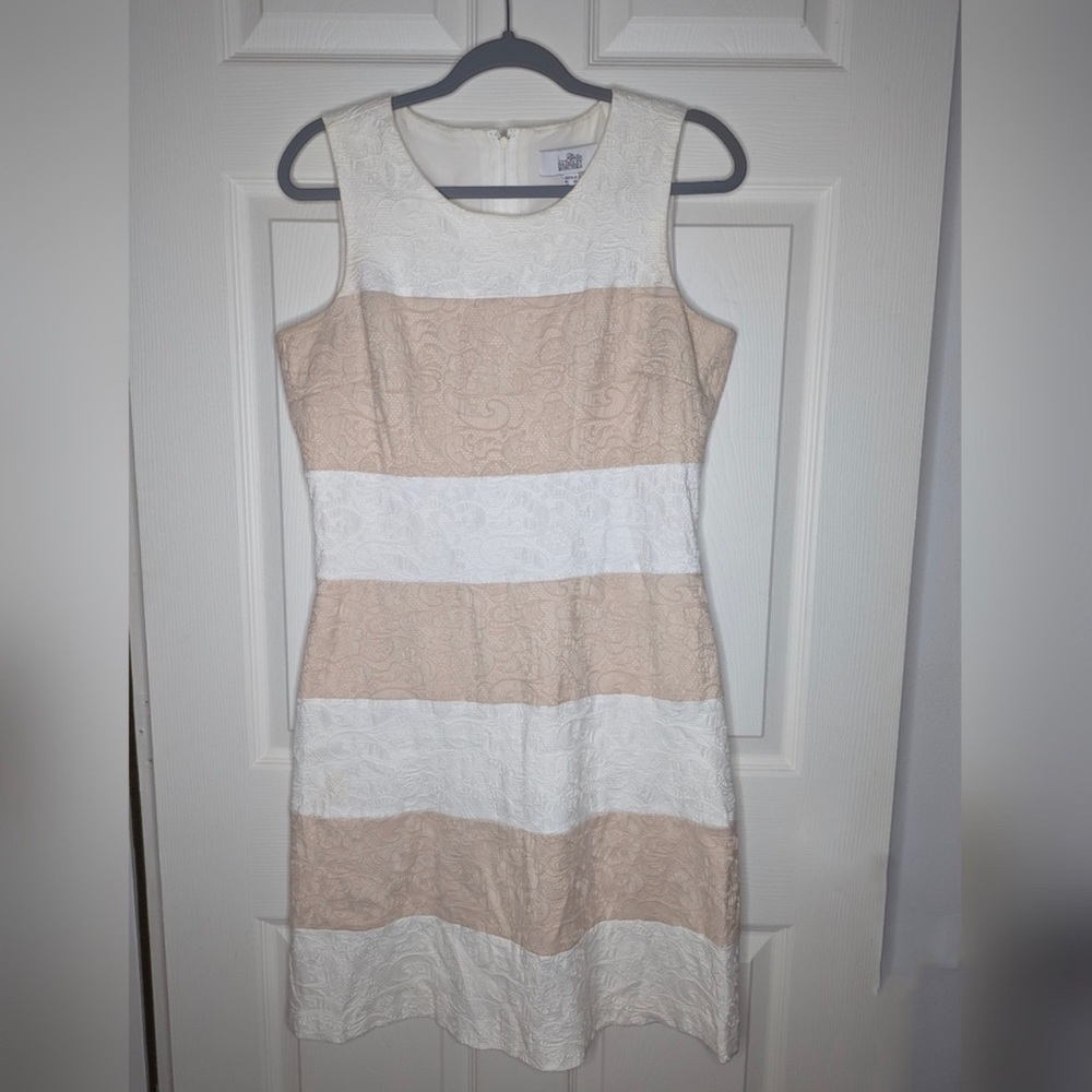 Badgley Mischka dress | 12 | beige and blush pink